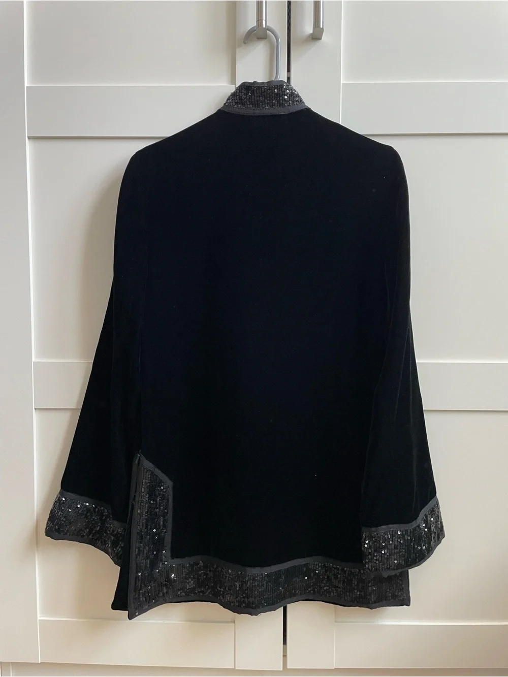 Tory Burch Black Velvet Sequin-Trim Tunic Jacket